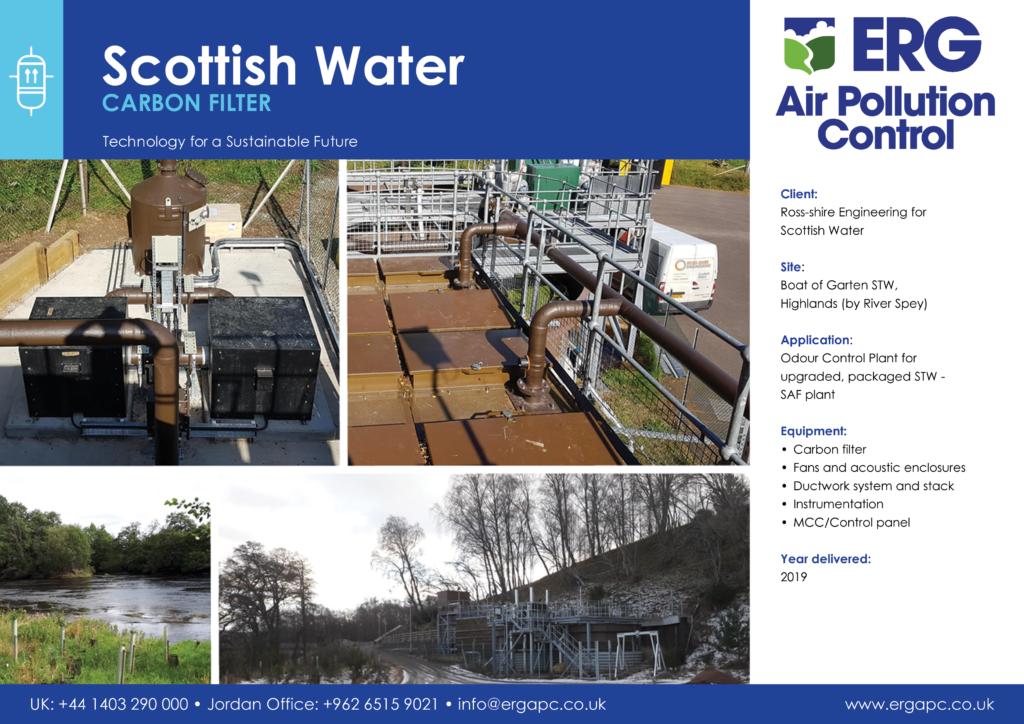 Wastewater treatment ductwork and extraction pipework installed on access platform at Scottish Water treatment facility