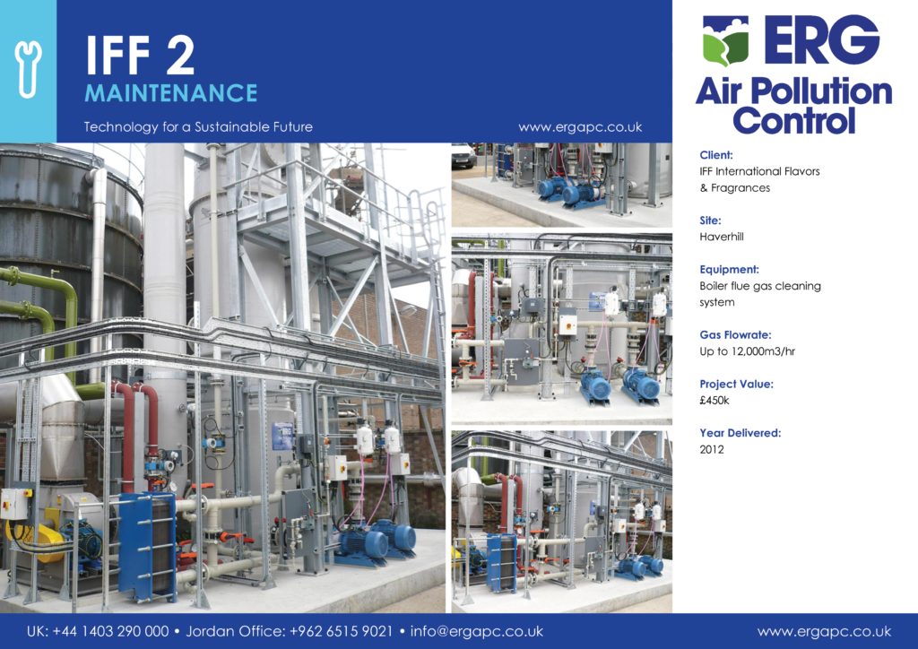 IFF International Flavors and Fragrances boiler flue gas cleaning system maintenance installation at Haverhill facility