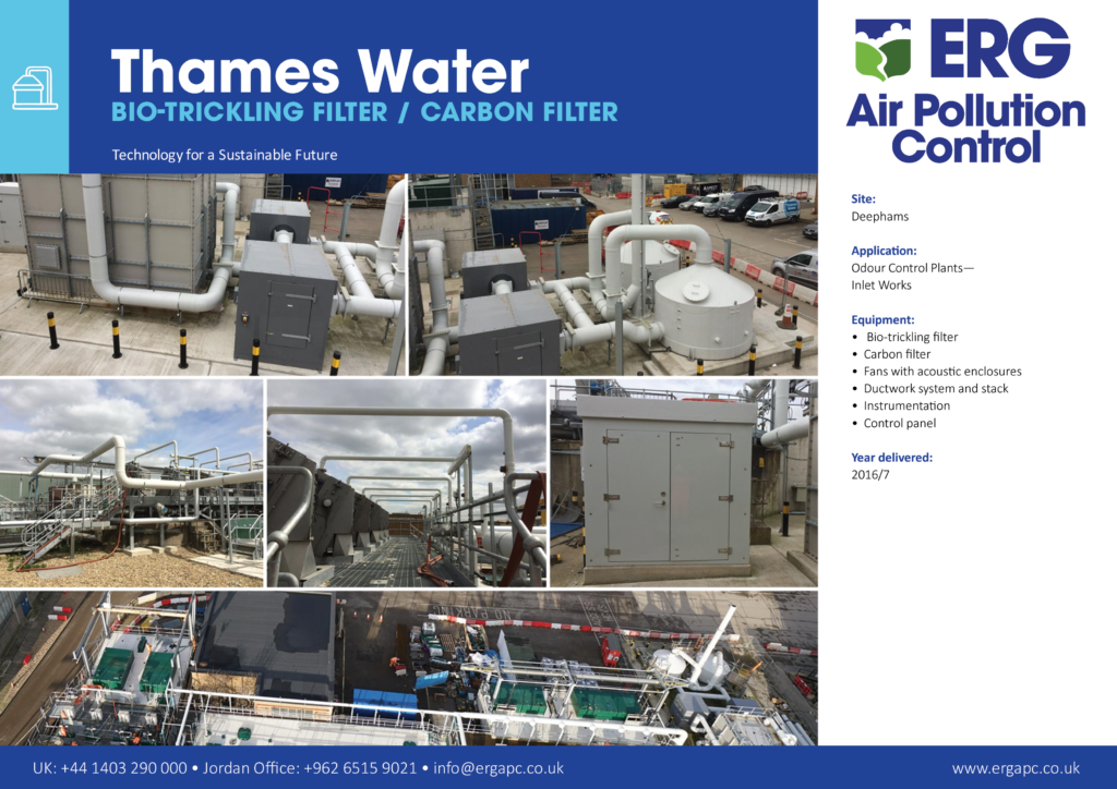 Thames Water Deephams odour control plant with bio-trickling filter and carbon filter system installation