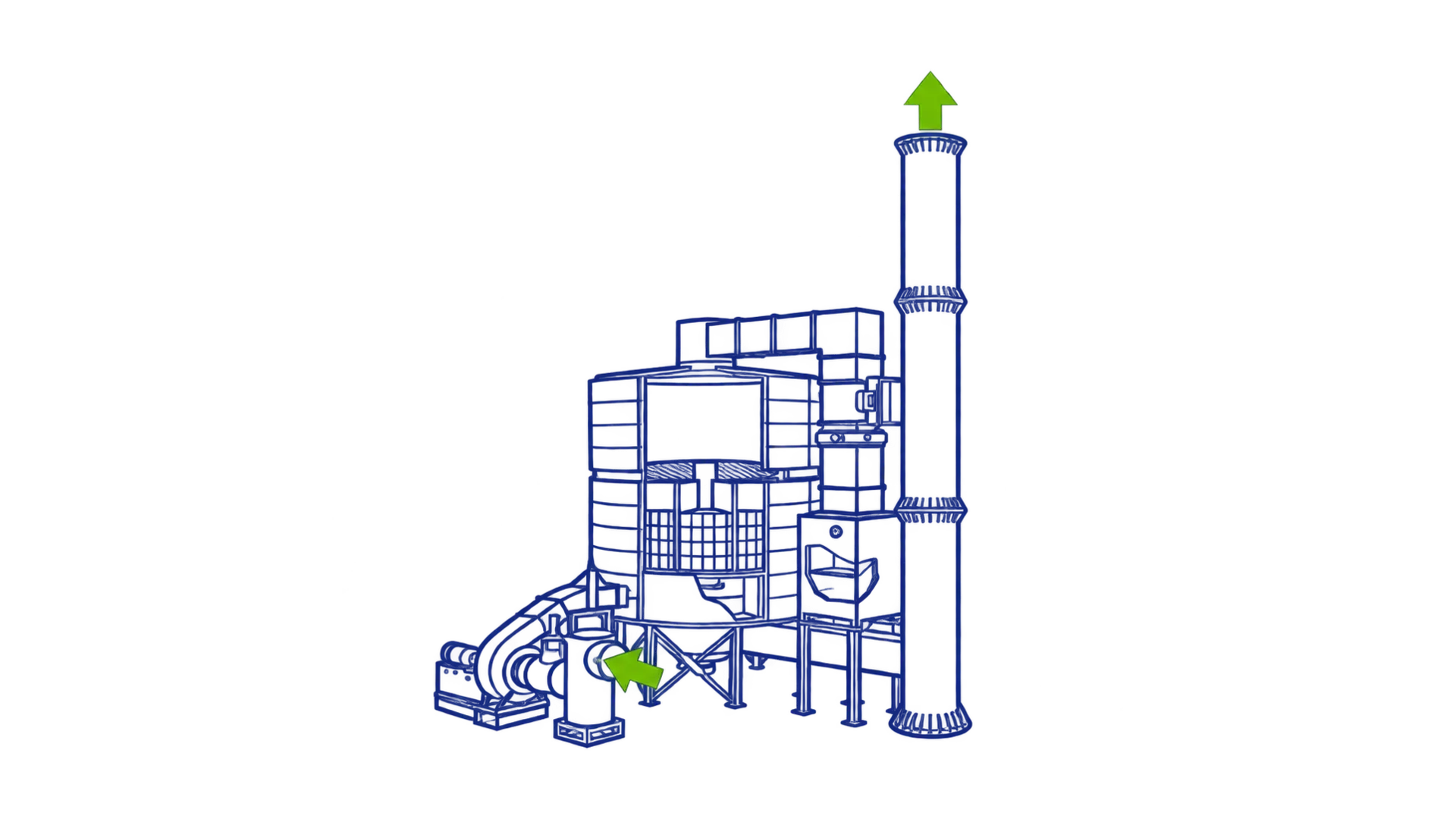Diagram showing the operating principle of a regenerative thermal oxidiser
